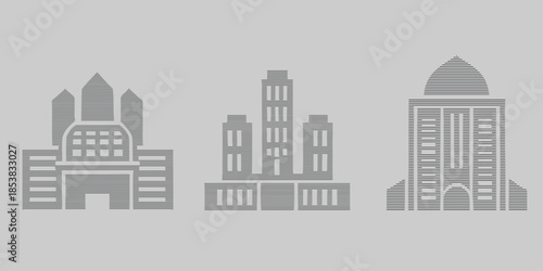 Minimal Line Art City Buildings Vector Set for Architecture Branding, Urban Design, Real Estate Identity and Modern Logo Use