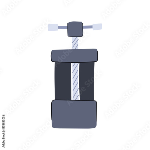 Machine vice tool holding a workpiece firmly, illustrating mechanical clamping equipment for industrial jobs, workshop tasks, and crafting projects in a flat vector style