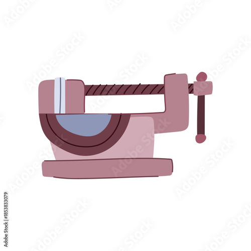 Machine vice clamping tool on white background, showing strong grip for fastening and holding workpieces on workbench essential for workshops, garages and industrial use
