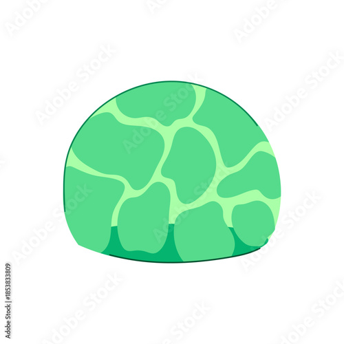 Green dome shape with light green irregular patterns creating a defensive barrier or protective element, symbolizing strength, security, and fantasy themes