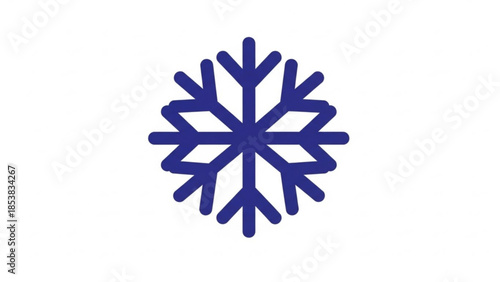 A dark blue snowflake icon on white background, winter symbol, frosty weather graphic element, cold climate illustration, snow vector, abstract frozen design