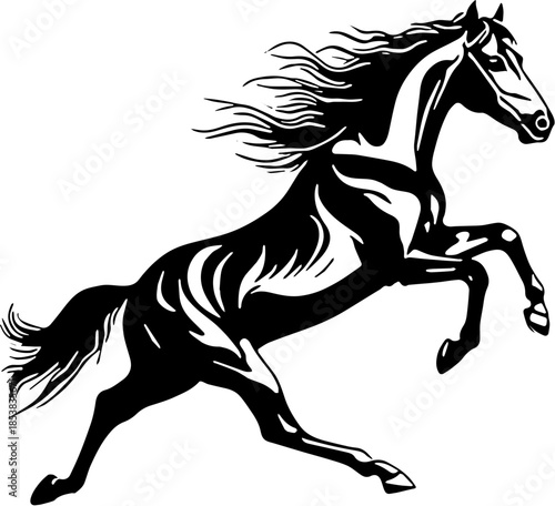 Dynamic Horse Black and White Vector Motion SVG