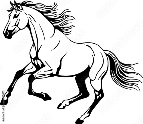 Dynamic Horse Black and White Vector Motion SVG