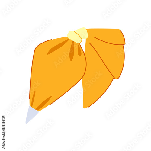 Pastry bag filled with frosting or cream, essential kitchen tool for baking and decorating cakes, cupcakes, and other sweet desserts, isolated illustration