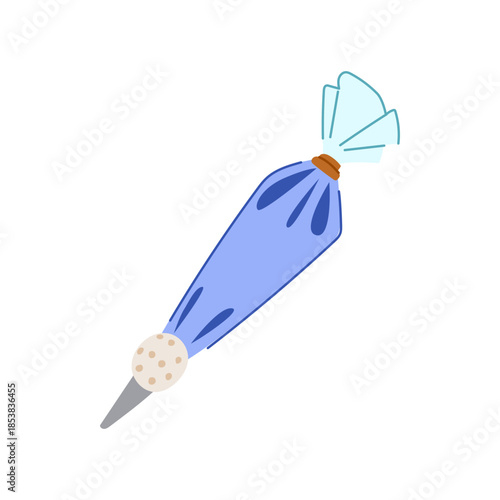 Pastry bag is ready for applying frosting onto cakes, cookies, and other sweet treats, illustrating the process of dessert decoration and confectionery preparation