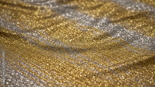 Wallpaper Mural Close-up of shimmering gold and silver fabric with flowing texture. Torontodigital.ca