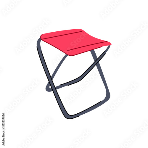 Portable red folding stool offering comfortable seating solution, perfect for camping, fishing, travel, and various outdoor activities or compact storage