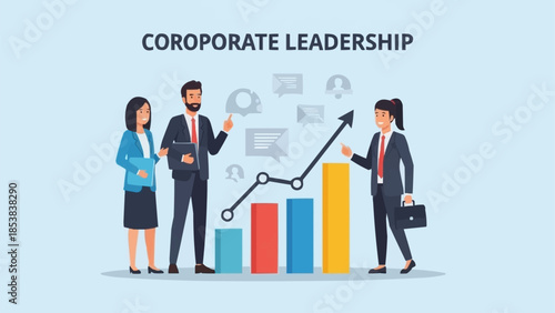 Corporate Leadership Team Analyzing Growth Chart.