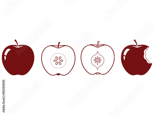 Visual representation of an apple s transformation from whole to bitten