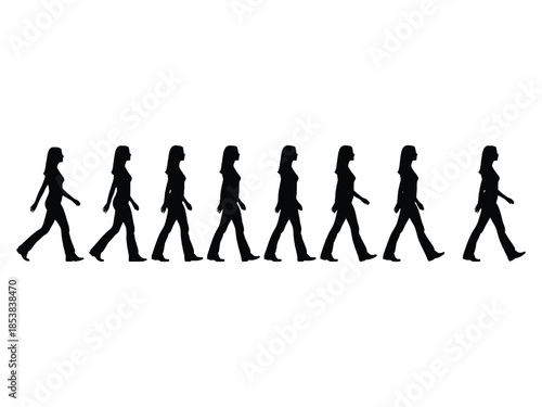 A series of silhouettes depicting the phases of a walking human figure