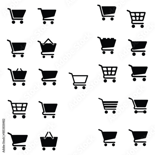 Shopping cart outline icon set. e-commerce, retail, purchase icons outlined collection