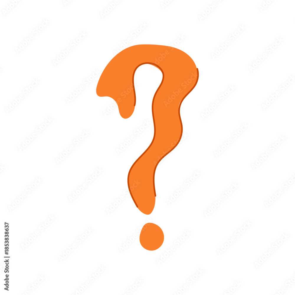 Naklejka premium Orange, hand drawn question mark symbol representing concepts of doubt, inquiry, questioning, problem, solution, curiosity, asking, decision making, education, or searching for answers