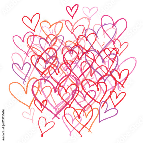 Colorful hearts illustration isolated on transparent background