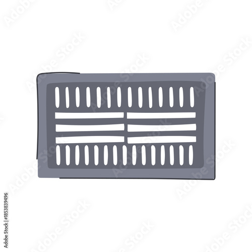 Grey road drain, also known as a gully or storm sewer grate, channeling rainwater and surface runoff, preventing street flooding and managing wastewater systems