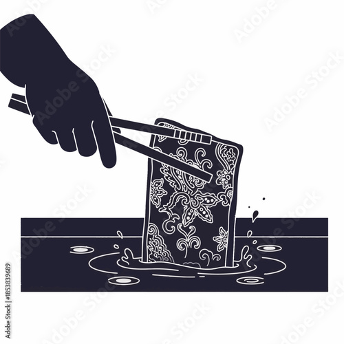 Hand discarding playing card into water