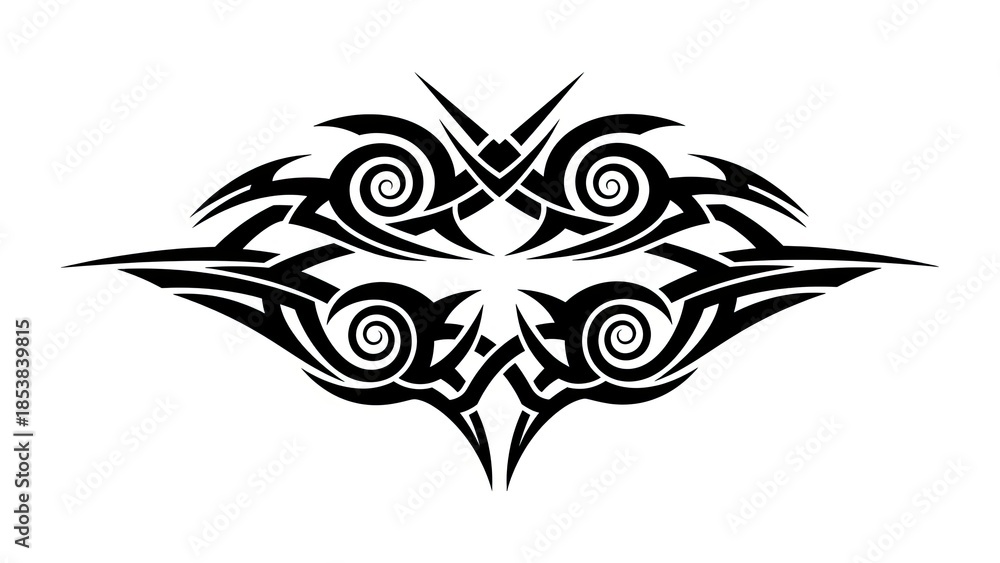 Obraz premium Abstract Tribal Tattoo Design - Black Ink Graphic Element