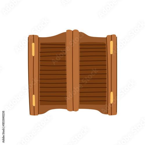 Saloon doors representing the iconic entrance to a classic western bar, providing a vintage wooden barrier for various themes like country, wild west, or retro design elements