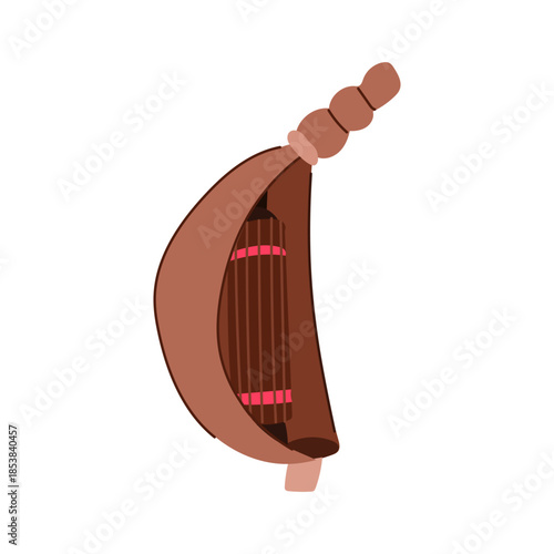 Sasando from rote island with a curved, basket like body and many vertical strings, traditional indonesian zitherharp symbolizing rich musical heritage and cultural craft