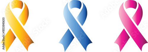 Medical awareness ribbon vector with gradient colors for support and charity campaigns