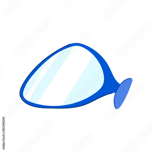 Blue side mirror illustration for vehicle design, automotive safety, and driving concepts, offering a clear visual of rear view functionality on a clean background