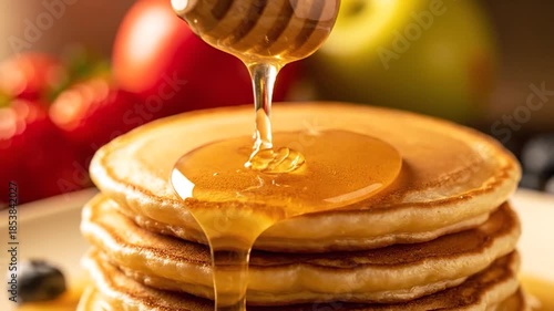 Wallpaper Mural Delicious Stack of Pancakes Drizzled with Golden Honey. Torontodigital.ca