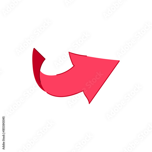 Red hand drawn doodle arrow indicating direction, movement, or emphasis, useful for navigation, highlights, or casual design elements on a white isolated background