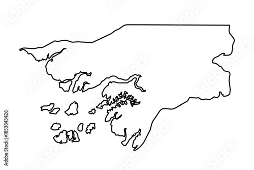 Black Outline Sketch Map of Guinea Bissau Country
