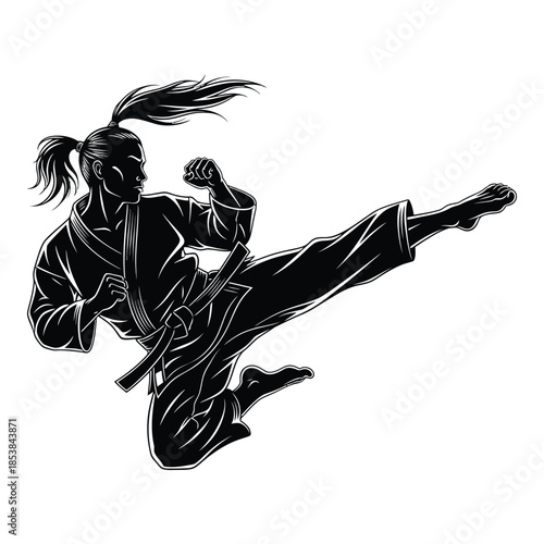 Dynamic martial artist in a striking pose demonstrating powerful movement