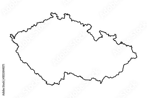 Black Outline Sketch Map of Czech Republic Country