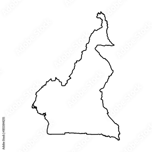 Black Outline Sketch Map of Cameroon Country