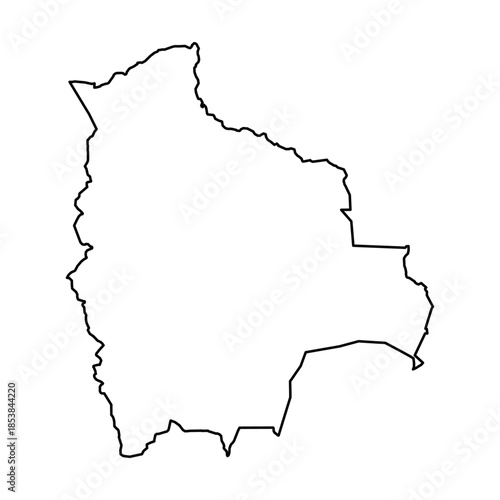 Black Outline Sketch Map of Bolivia Country