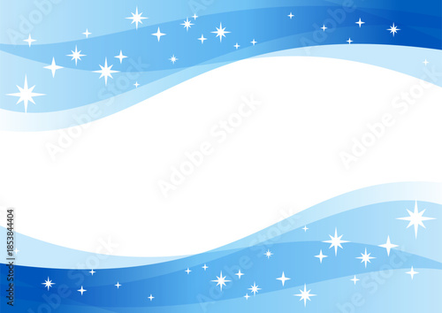 ブルーのグラデーション背景に輝く星のフレーム