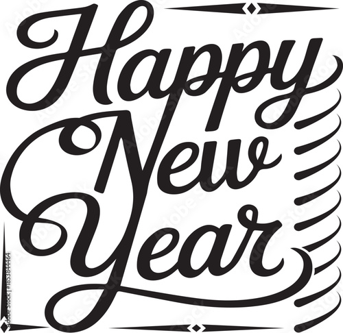 Happy new year calligraphy script greeting design