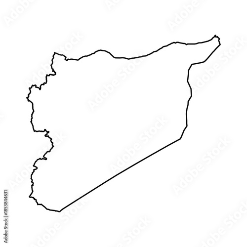 Black Outline Sketch Map of Syria Country