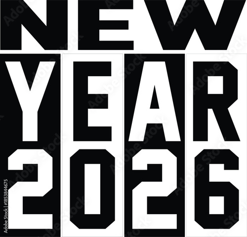 New year 2026 stacked text graphic design