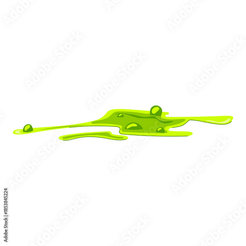 Green toxic slime spreading across a pristine white surface, vivid bright green goo suggesting hazardous spill, pollution, contamination, and environmental danger or cartoon horror