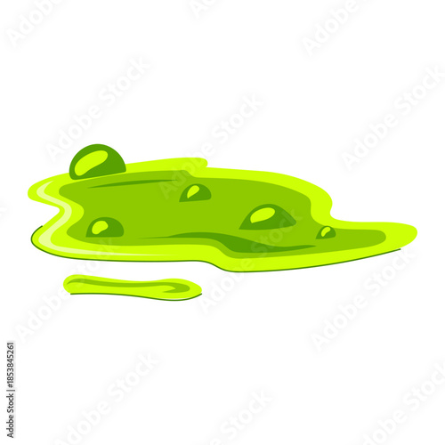 Green toxic goo puddle illustration creating a dangerous and hazardous spill concept, symbolizing environmental pollution, chemical waste, or a monstrous substance