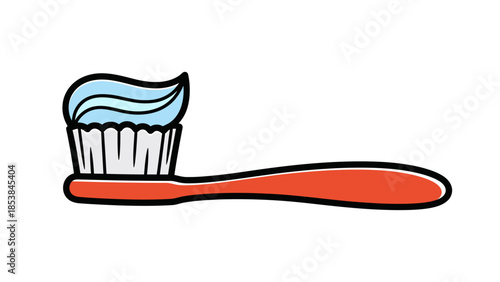 Cute toothbrush cartoon illustration with toothpaste in playful style. Perfect for dental care design, kids education, health posters, stickers, infographics, and oral hygiene themed graphics.
