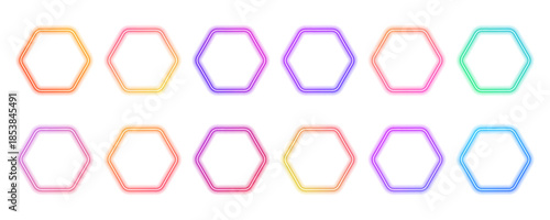 Abstract watercolor hexagons merge in soft neon hues on a transparent background. Dynamic gradients create depth and movement. Perfect for digital illustrations and design. PNG