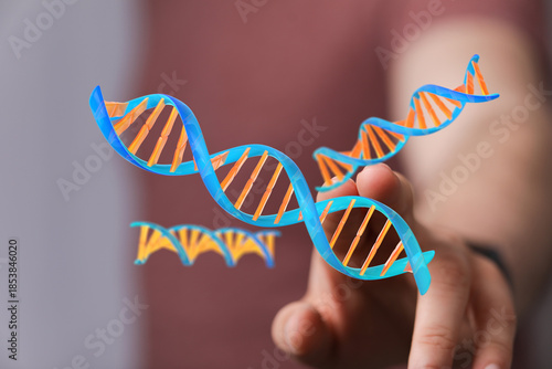3D render of a DNA helix de...