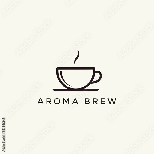 Minimalist coffee cup logo design with steam, ideal for coffee shops and brands.