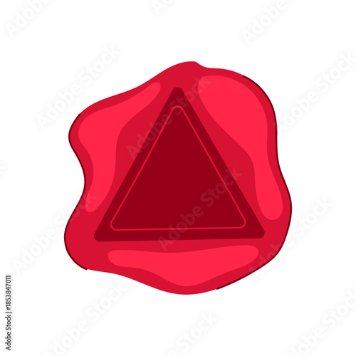 Red wax seal stamp featuring a distinct triangle symbol, representing concepts of game challenges, secret organizations, or classified information, isolated on a white background