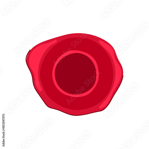 Round red wax seal providing a traditional symbol of authenticity, privacy, certification, and official communication, ready for custom branding or design