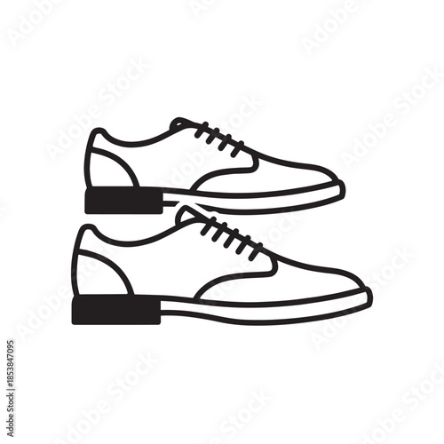 Two Side View Dress Shoes in Black Line Art, Minimalist Fashion Illustration for Footwear.