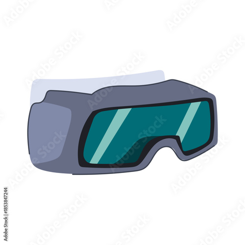 Welding protection equipment with dark green lenses and a gray frame, representing eye safety for workers in industrial and construction environments, ensuring personal protective gear