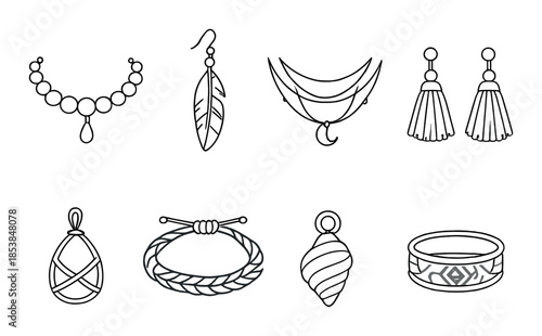 Elegant jewelry collection: necklaces, earrings and bracelets designs