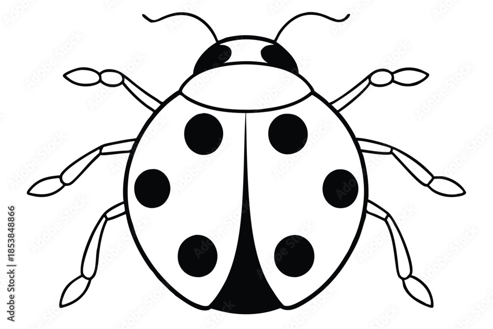 Fototapeta premium ladybug silhouette line art vector illustration with a white background