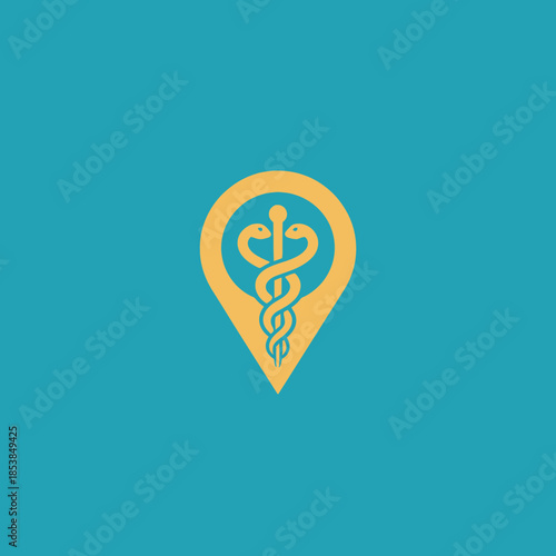 Medical Location Pin Symbol Caduceus Healthcare Symbol.