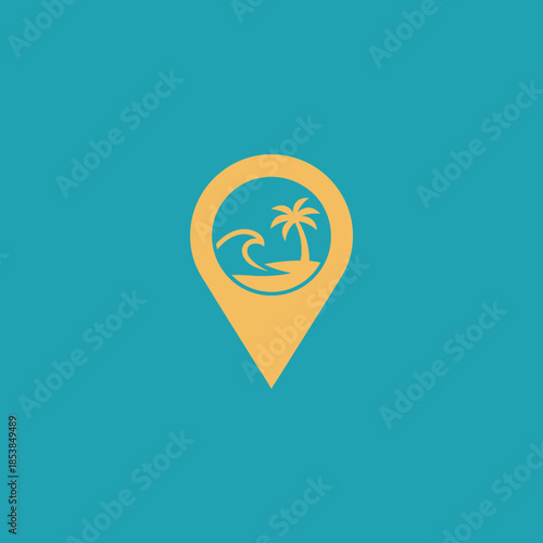 Tropical Island Location Pin Icon.