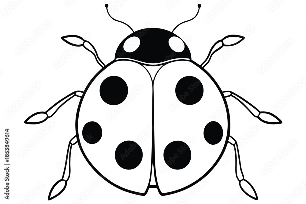 Naklejka premium ladybug silhouette line art vector illustration with a white background